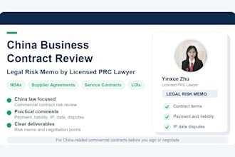 review your china contract and provide a legal risk memo
