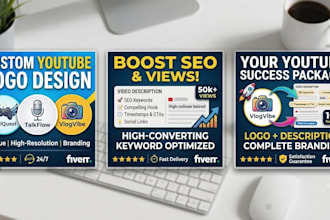 write youtube channel description and create logo