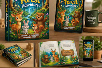 create professional kids story book cover design and mockups