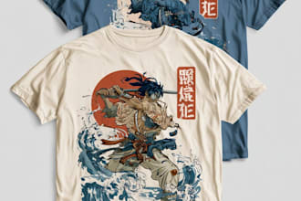 do a japanese t shirt illustration