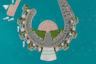 design luxury aerial urban masterplan waterfront large scale smart city render