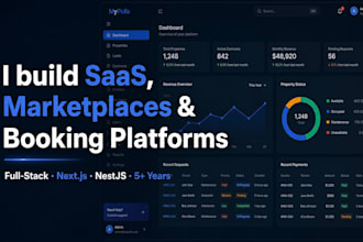 develop a full stack saas, marketplace web app