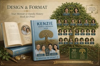 design a custom family reunion booklet, memory book, or photo album