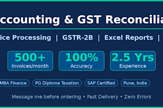do ap accounting, invoice processing, gst reconciliation and excel data v