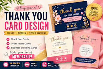 design professional thank you cards and product insert cards