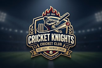 design a professional cricket logo for sports team, club and tournament branding