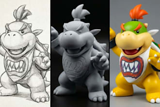 convert your 2d image, sketch or photo to 3d model stl file for 3d printing