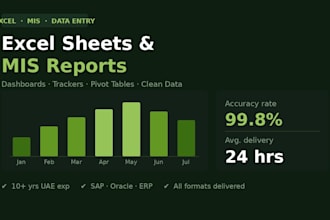 professional data entry, excel spreadsheets, mis reports and data dashboards