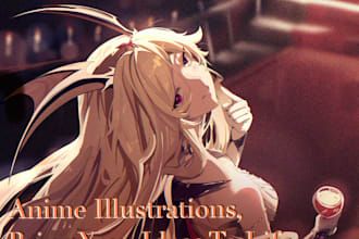 draw vibrant anime character illustrations, vtuber, ocs, etc