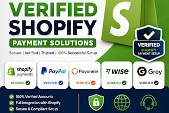 create verified shopify payment,paypal,payoneer,wise,grey