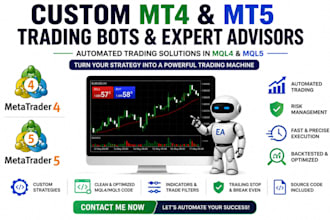 create special automated mt4 mt5 trading bots and expert advisors in mql4 mql5