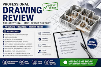 review sign architectural drawing mep plan and permit document