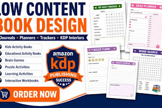 create low content book, activity book, journal and amazon kdp interior