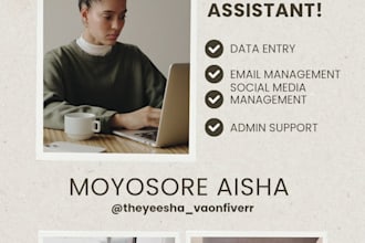 be your virtual assistant for data entry email and social media management