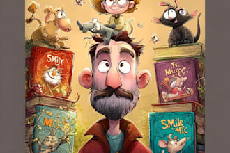 create a cartoon childrens book cover illustration