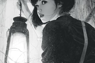 illustrate horror, noir and dark comic book based on story