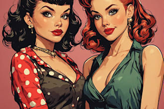 pin up girl and pin up girl illustration