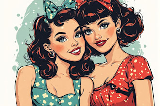 pin up girl and pin up girl illustration