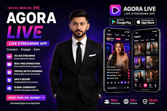 develop a flutter app with agora livestreaming, video and voice calling