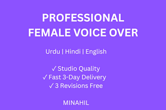record a professional female urdu english voice over