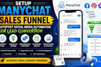 setup manychat sales funnel autopost social media automation for lead conversion