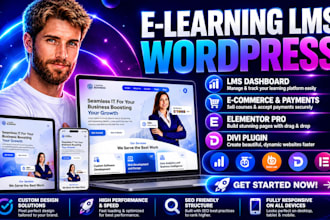 build wordpress lms website elementor learndash tutor lms elearning course site