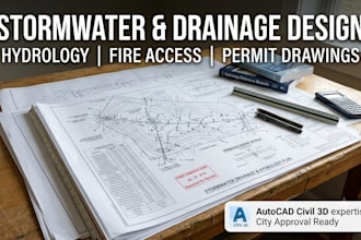 design stormwater drainage hydrology and civil permit drawings