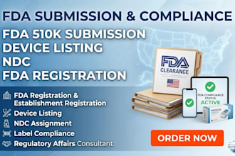 do fda 510k submission, device listing, ndc, and fda registration