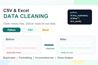 clean, format, and process your CSV or excel data