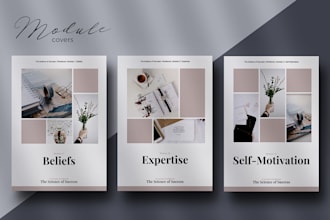 design nole workbook, webinar action guide and online course workbook on canva