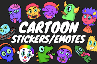 create custom weird cartoon stickers, emotes and characters