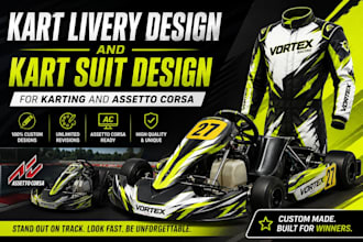 do kart livery design and kart suit design for karting and assetto corsa