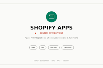 develop shopify apps, API integrations, and functions