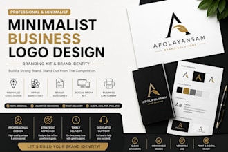 design a minimalist business logo branding kit brand identity and brand guidance