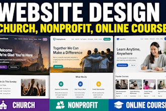build maintain nonprofit, church website design online course website fix issues