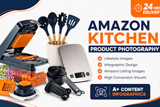 do amazon kitchen product photography kitchen gadget infographic design