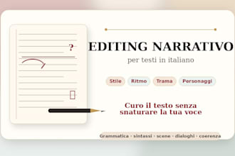 edit italian short stories, novels and creative texts