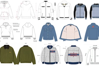 design hoodies, joggers, t shirts, and create fashion apparel tech packs mockup