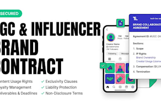 draft a custom ugc creator and influencer brand sponsorship agreement