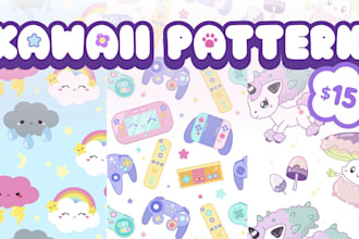 create a cute kawaii seamless pattern for you