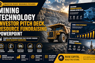 do mining technology investor pitch deck, resource fundraising powerpoint