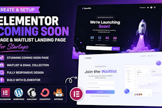 create elementor coming soon page and waitlist landing page for startups