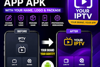 rebrand iptv app apk with your name logo and package