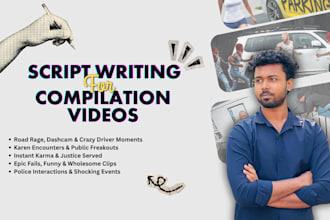 write viral compilation video scripts with clip descriptions for youtube
