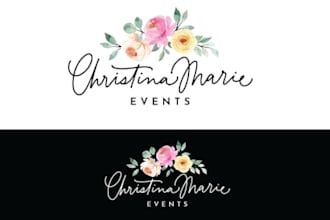 design floral watercolor logo design for your brand