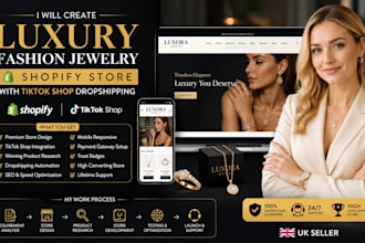 create luxury fashion jewelry shopify store with tiktok shop dropshipping store
