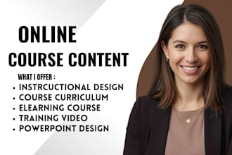 create instructional course content curriculum ppt elearning training video