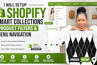 setup shopify smart collections product filters and menu navigation
