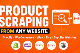 scrape products and upload to shopify, woocommerce, and temu