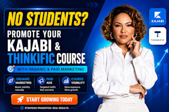 promote kajabi thinkific online course with organic and paid marketing